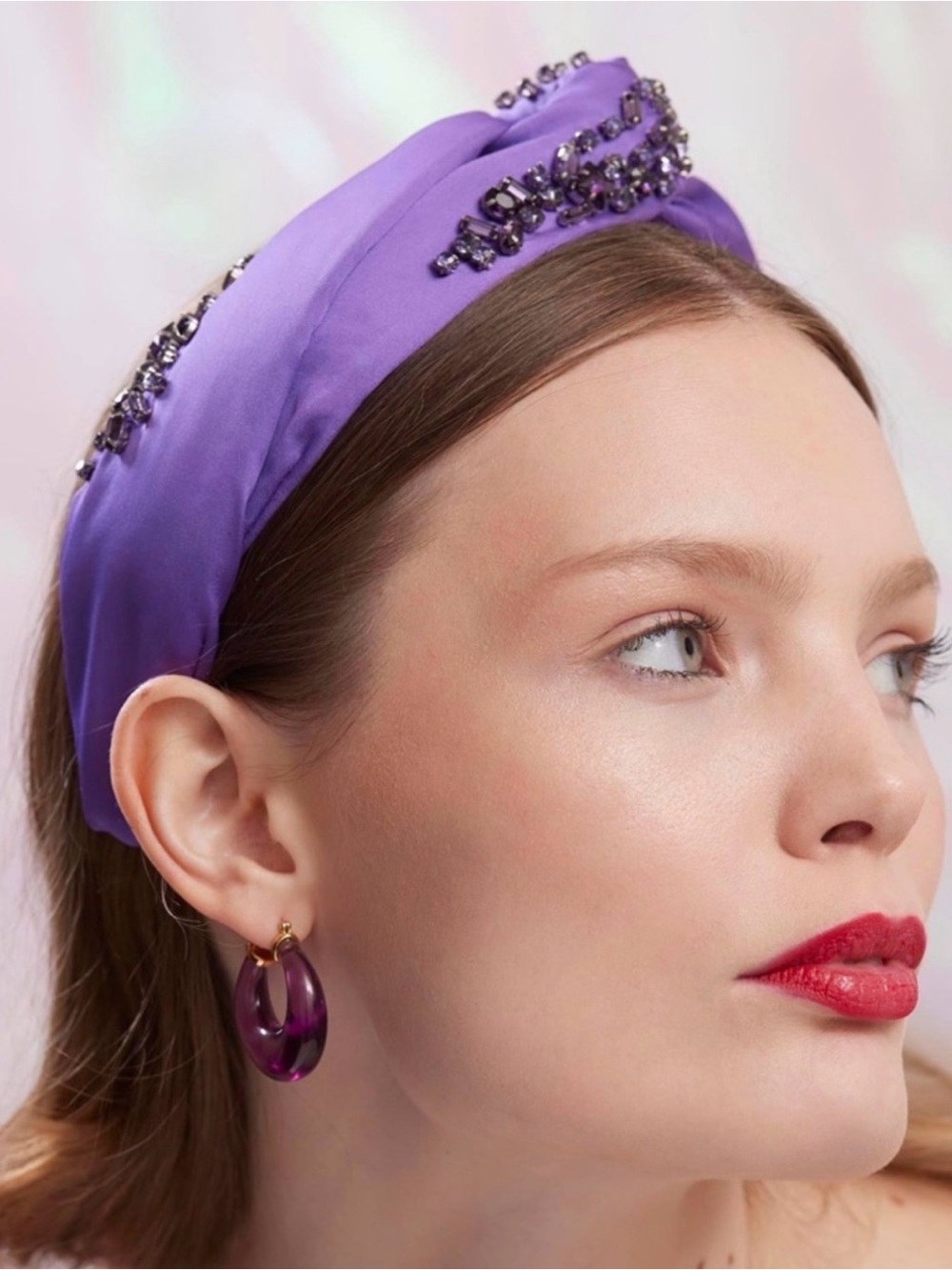 Lele Sadoughi, NWTs Marlene jeweltone Purple Embellished Padded Headband